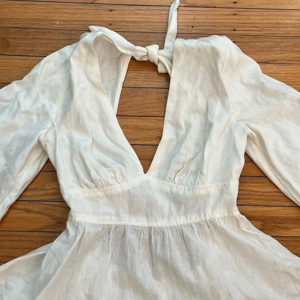 Free People Cream Peplum Tie-Back Top - Picture 2 of 4